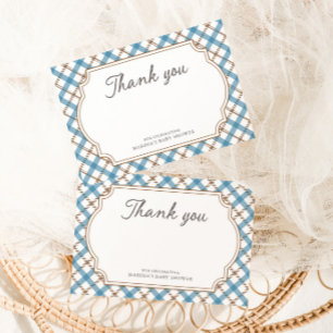 Tarjeta De Agradecimiento Nuevo en el Club de Golf Azul y Marrón Baby Shower