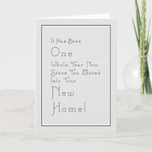 Tarjeta De Agradecimiento Nuevo hogar, primer aniversario en gris