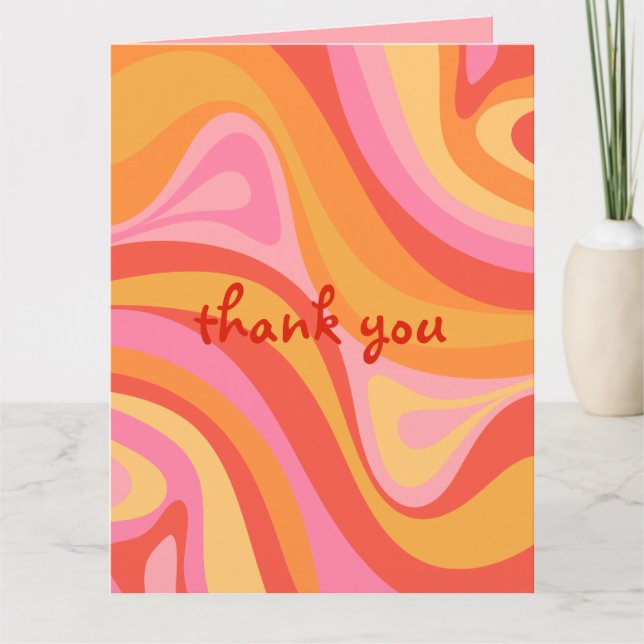 Tarjeta De Agradecimiento Nuevo patrón de resumen de Groove Retro Rosa y Nar (Anverso)