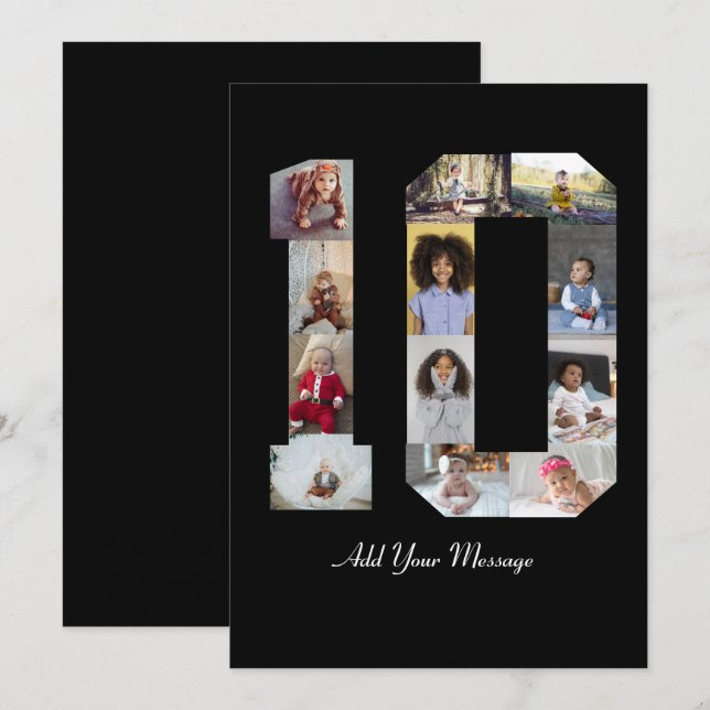 Tarjeta De Agradecimiento Número 10 Collage de fotos (Anverso / Reverso)