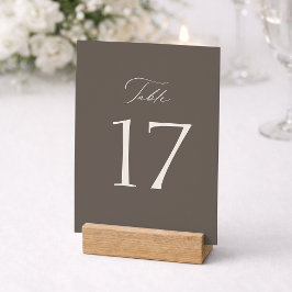 Tarjeta De Agradecimiento Número de mesa de boda elegante taupe