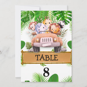 Tarjeta De Agradecimiento Número de mesa de cumpleaños Safari Wild JUNGLE Un