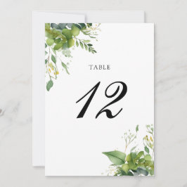 Tarjeta De Agradecimiento Número de mesa floral de vegetación de eucalipto
