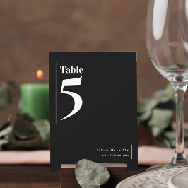 Tarjeta De Agradecimiento Número de tabla de Boda blanco negro clásico simpl