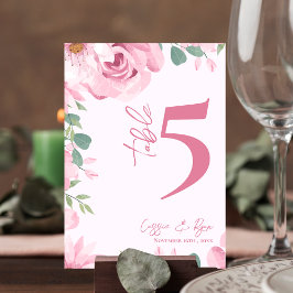Tarjeta De Agradecimiento Número de tabla de la fiesta de casamiento floral 