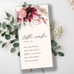 Tarjeta De Agradecimiento Número de tabla de la tabla de la tabla de asiento