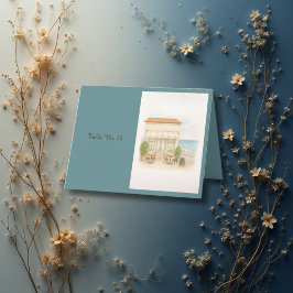 Tarjeta De Agradecimiento números de tabla de bodas oceánicos mediterráneos 