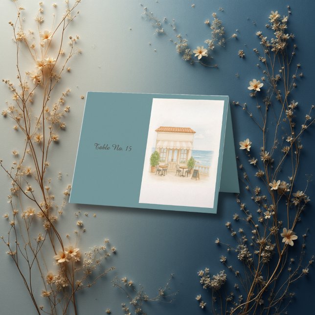 Tarjeta De Agradecimiento números de tabla de bodas oceánicos mediterráneos  (Subido por el creador)