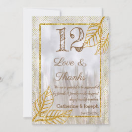 Tarjeta De Agradecimiento Números de tabla de hojas de castaño de oro de oto