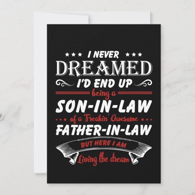 Tarjeta De Agradecimiento Nunca Terminar Como Yerno Y Suegro (Anverso)