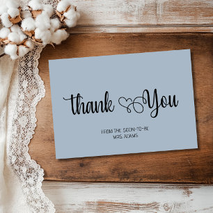 Tarjeta de agradecimiento nupcial con guión azul p
