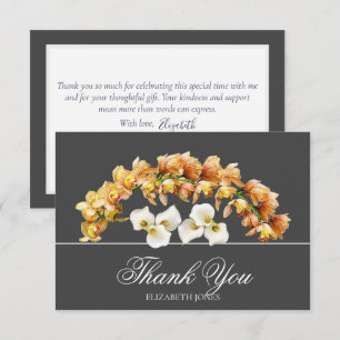 Tarjeta de agradecimiento nupcial de orquídea y li