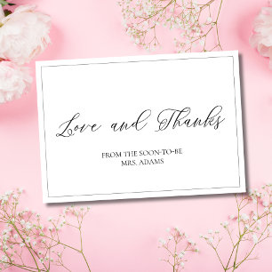 Tarjeta de agradecimiento nupcial moderna blanca d