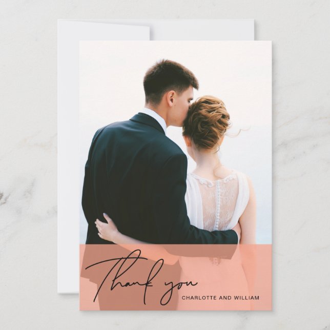 Tarjeta de agradecimiento nupcial Orange Opaque |  (Anverso)