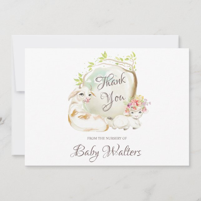 Tarjeta De Agradecimiento Nursery Farm Animal Baby Shower (Anverso)