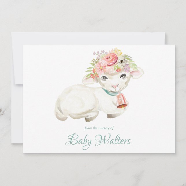 Tarjeta De Agradecimiento Nursery Farm Animal Monograma Baby Shower (Anverso)