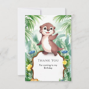 Tarjeta De Agradecimiento Nutria de Acuarela Encantada Cumpleaños