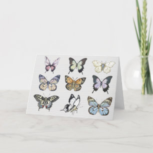 Tarjeta De Agradecimiento Nutrición en blanco de mariposa acuarela