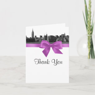 Tarjeta De Agradecimiento NYC Línea ancha Etched BW Lilac Gracias
