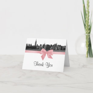 Tarjeta De Agradecimiento NYC Línea ancha Etched BW Pink H Gracias