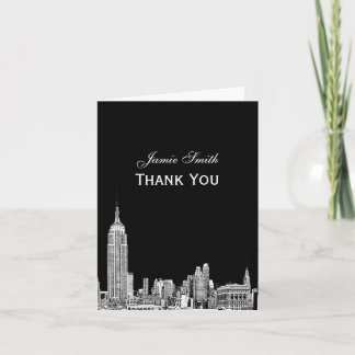 Tarjeta De Agradecimiento NYC Skyline 01 Etched Gracias