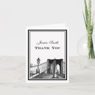 Tarjeta De Agradecimiento NYC Skyline Brooklyn Bridge #2 Gracias