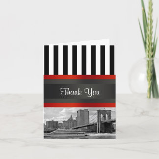 Tarjeta De Agradecimiento NYC Skyline Brooklyn Bridge, Boat Invitation Suite