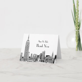 Tarjeta De Agradecimiento NYC Skyline Etched 01 Gracias