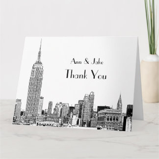 Tarjeta De Agradecimiento NYC Skyline Etched 01 Gracias XL 8.5x11