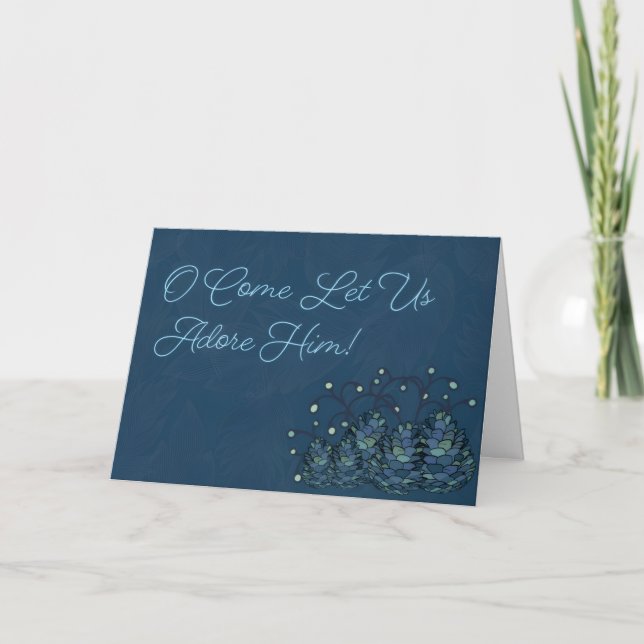 Tarjeta De Agradecimiento O Come Let Us Adore Him Christmas Card (Anverso)