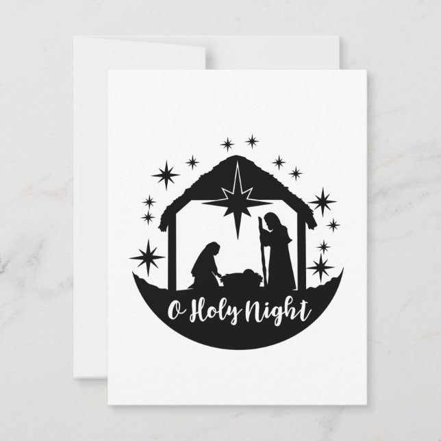 Tarjeta De Agradecimiento O Holy Night Manger Classic (Anverso)