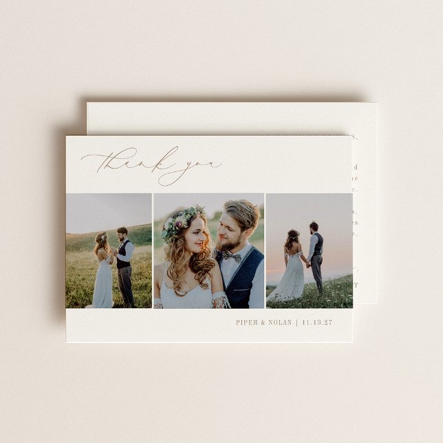 Tarjeta De Agradecimiento OASIS Minimalist 3 Photo Wedding (Subido por el creador)