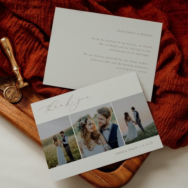 Tarjeta De Agradecimiento OASIS Minimalist 3 Photo Wedding (Subido por el creador)