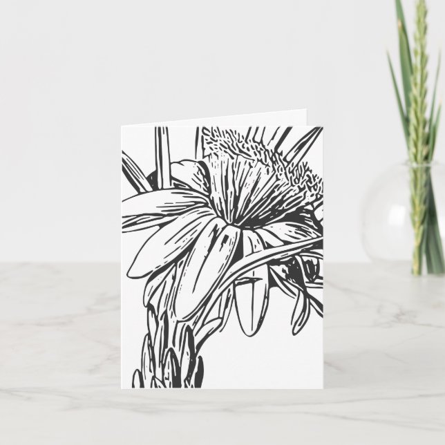 Tarjeta De Agradecimiento Obra de dibujo de líneas florales botánicas minima (Anverso)