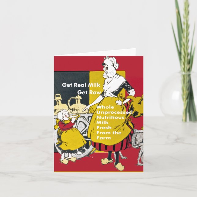 Tarjeta De Agradecimiento Obtén leche real- Obtén afiche de cosecha en bruto (Anverso)