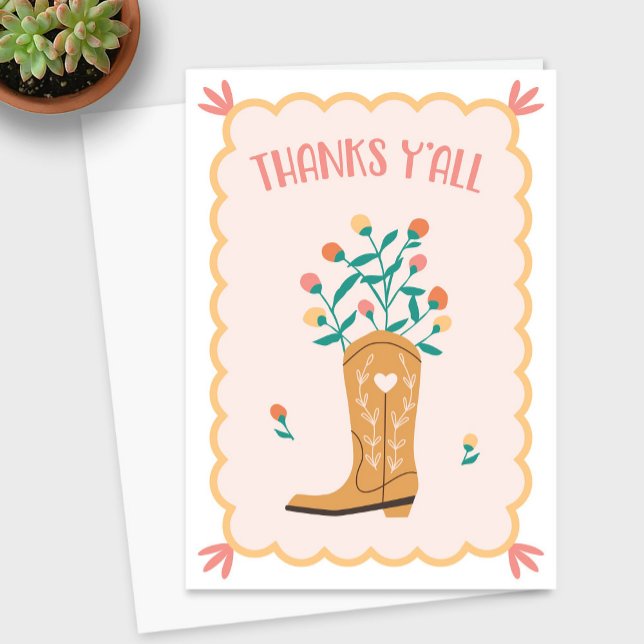 Tarjeta de agradecimiento occidental (Thanks Y'all Western Thank You Card)
