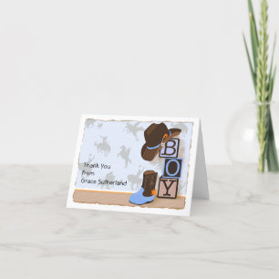 Tarjeta De Agradecimiento Occidente Cowboy Baby Shower Gracias