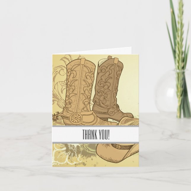Tarjeta De Agradecimiento Occidente Cowboy Cowgirl Boots Gracias (Anverso)