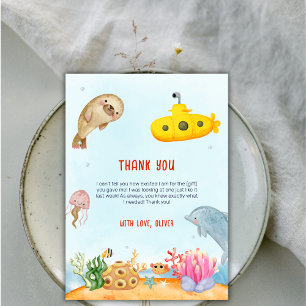 Tarjeta De Agradecimiento Ocean Animal Nautical Marine Baby Shower