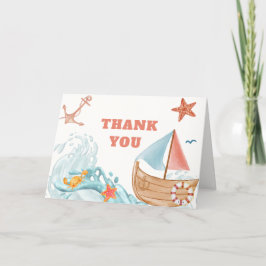 Tarjeta De Agradecimiento Ocean Boy Adventure Sailboat Baby Shower