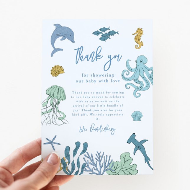 Tarjeta De Agradecimiento Ocean Boy Baby Shower (Subido por el creador)