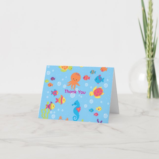 Tarjeta De Agradecimiento Ocean Dreams Turtle and Fish Thank You Card (Anverso)