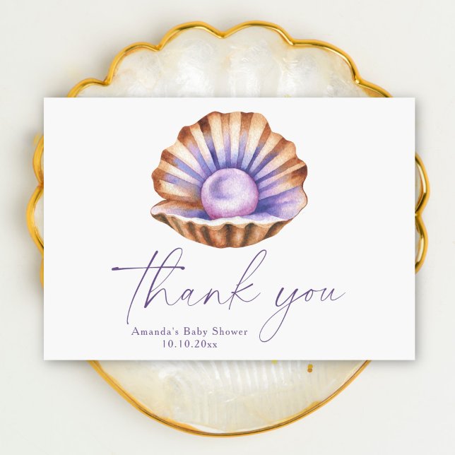 Tarjeta De Agradecimiento Ocean Little Pearl Baby Shower Thank you (Subido por el creador)