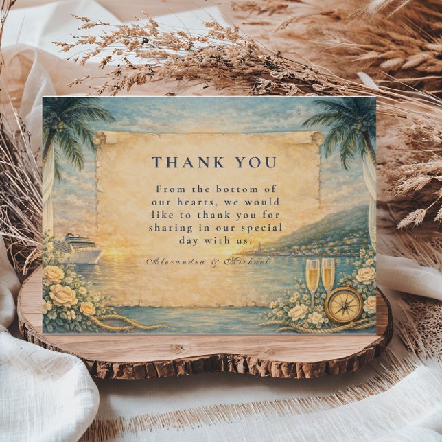Tarjeta De Agradecimiento Ocean View Cruise Wedding (Subido por el creador)