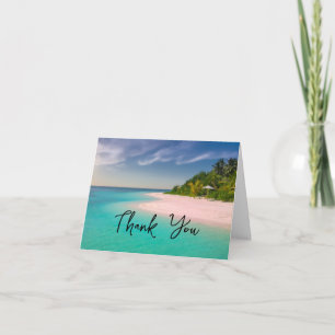 Tarjeta De Agradecimiento Océano Acuamarino Playa Tropical Escénica