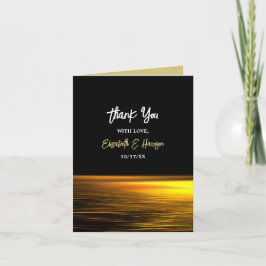 Tarjeta De Agradecimiento Océano dorado, elegante boda playera