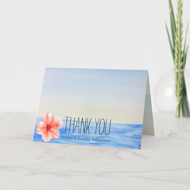 Tarjeta De Agradecimiento Océano tropical hibiscus (Anverso)