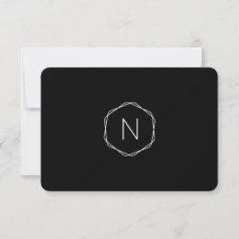 Tarjeta De Agradecimiento Octágono de monograma negro moderno