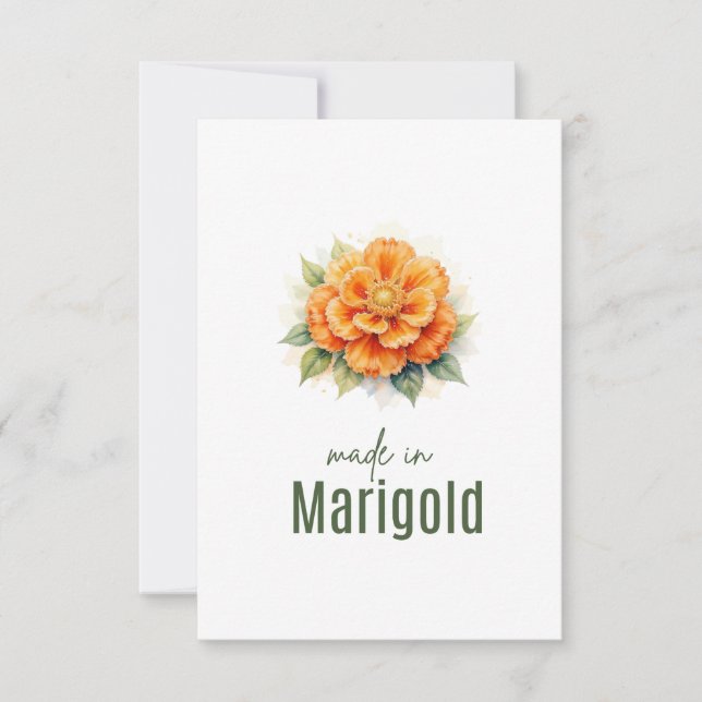 Tarjeta De Agradecimiento October Marigold  Birth Flower Flat Thank You Card (Anverso)