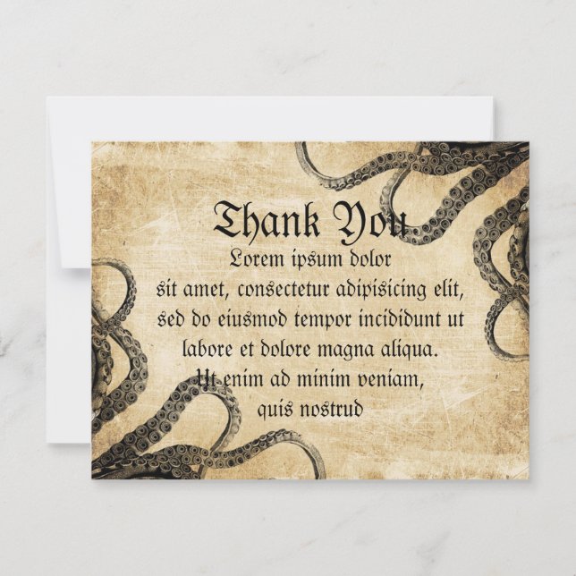 Tarjeta De Agradecimiento Octopus vintage (Anverso)